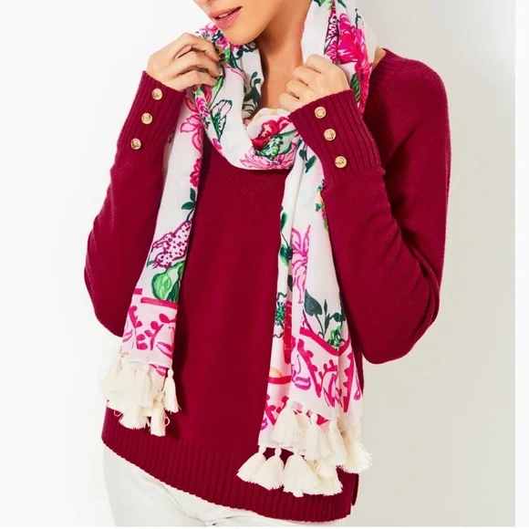 Brand New Lilly Pulitzer Resort Scarf Coconut Safari Sanctuary Engineered Scarf